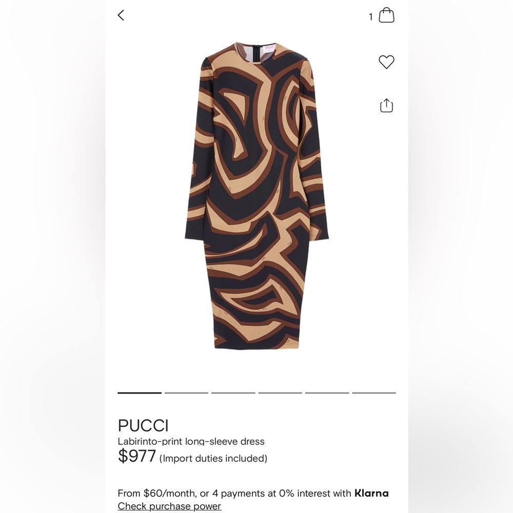 Emilio Pucci Black and Brown Long Sleeve Dress